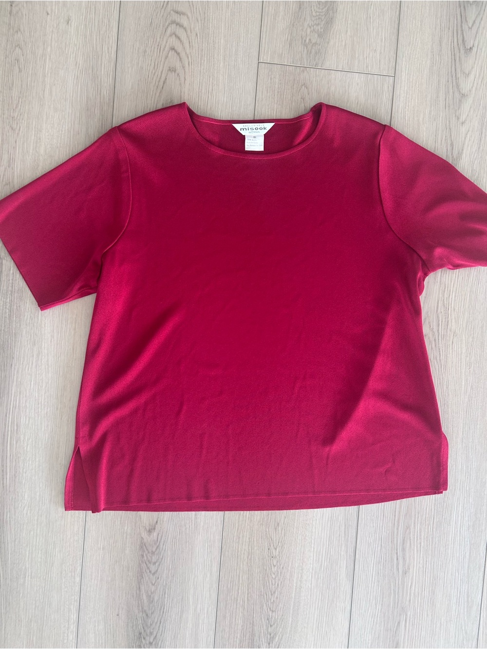Misook Women’s Red Short-Sleeve Knit Top Size 2X